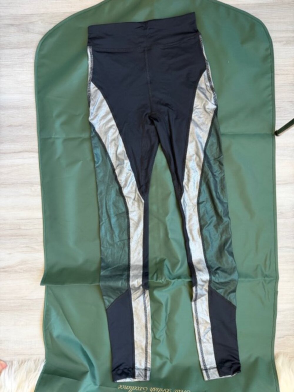 Isabel Marant, XS, Stretchy leggings, silver, black and green, high waisted